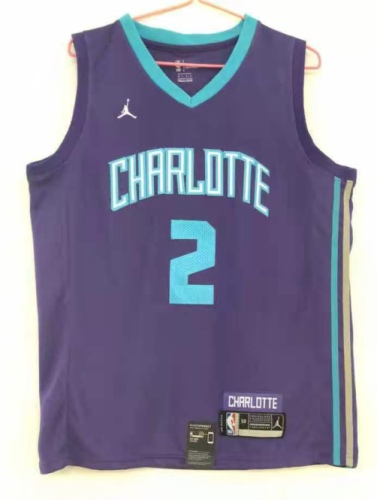 20/21 New Men Charlotte Hornets Ball 2 purple basketball jersey