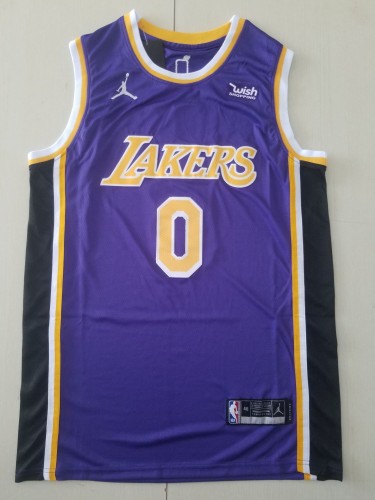 20/21 New Men Los Angeles Lakers Westbrook 0 purple basketball jersey