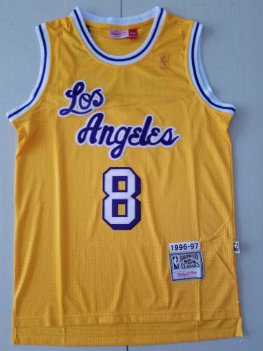 Retro Men Los Angeles Lakers Bryant 8 yellow latin version basketball jersey