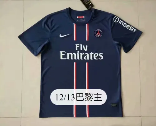 12-13 Adult Paris dark blue retro soccer jersey football shirt