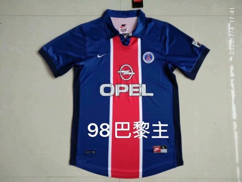 1998 Adult Thai version Paris home blue retro soccer jersey football shirt