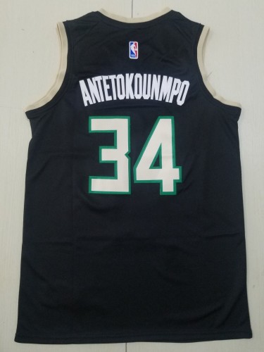 20/21 New Adult Bucks Andorkounbo 34 black city edition basketball jersey shirt