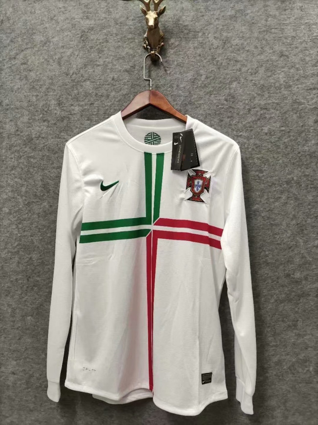 2012 Adult Thai version Portugal white long sleeve retro soccer jersey football shirt