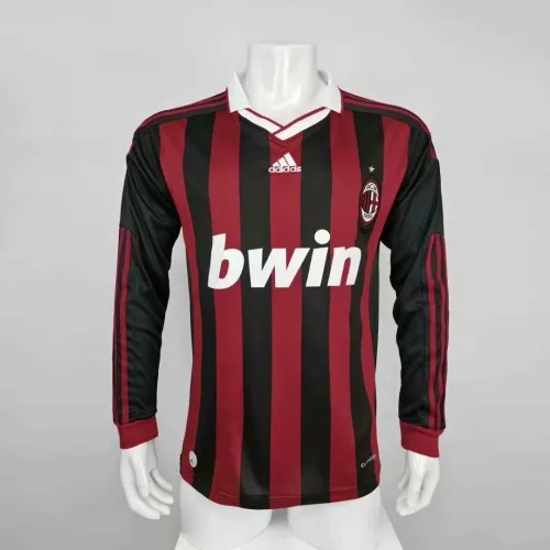 Adult Thai version Milan AC retro red long sleeve soccer jersey football shirt
