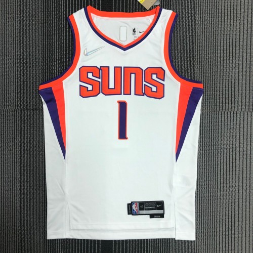 The 75th anniversary Phoenix Suns white 1 BOOKER basketball jersey