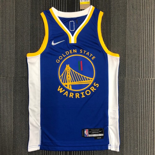 The 75th anniversary Golden State Warriors blue 11 Thompson basketball jersey