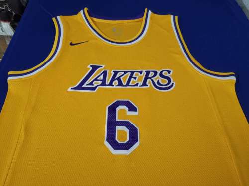 20/21 New Men Los Angeles Lakers James 6 yellow city edition basketball jersey