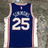 20/21 New Men Philadelphia 76ers Simmons 25 blue basketball jersey