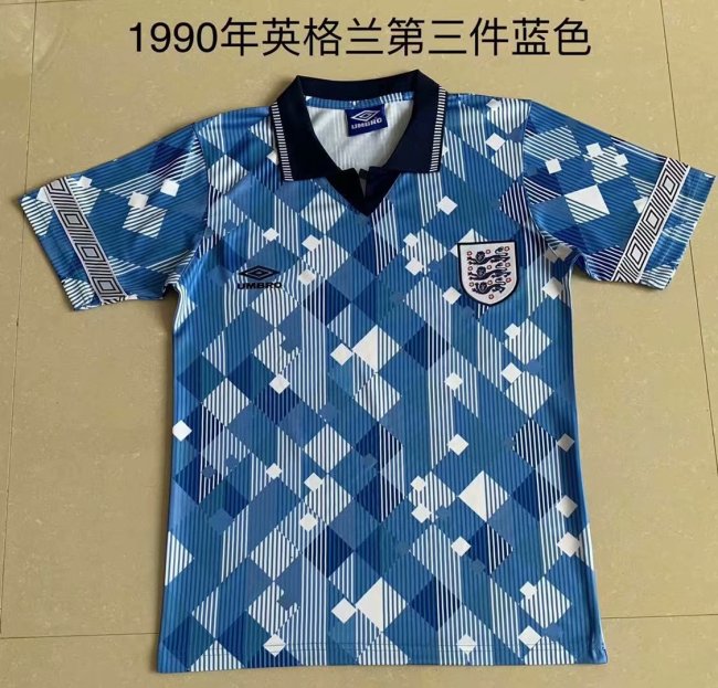 1990 Adult Thai version England home blue retro soccer jersey football shirt