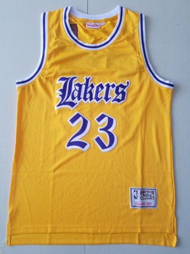 Retro Men Los Angeles Lakers James 23 yellow basketball jersey