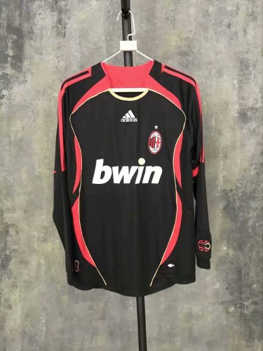 Adult Thai version Milan AC retro black long sleeve soccer jersey football shirt
