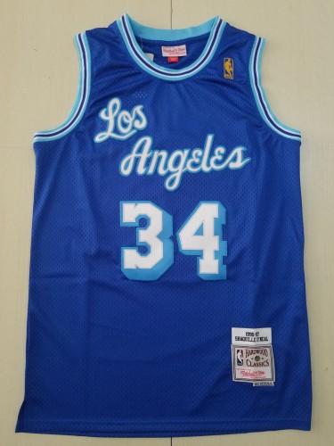 Retro Men Los Angeles Lakers O’Neal 34 blue Latin version basketball jersey