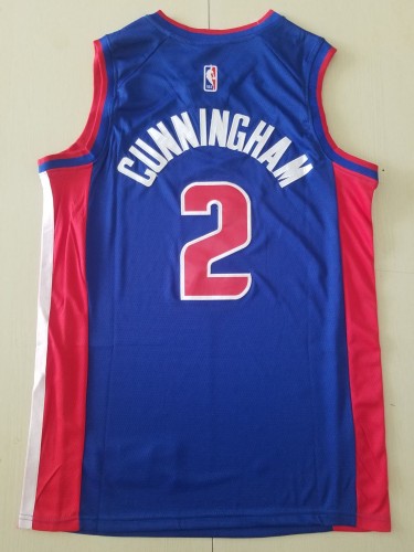 20/21 New Men Detroit Pistons Cunningham 2 blue basketball jersey shirt