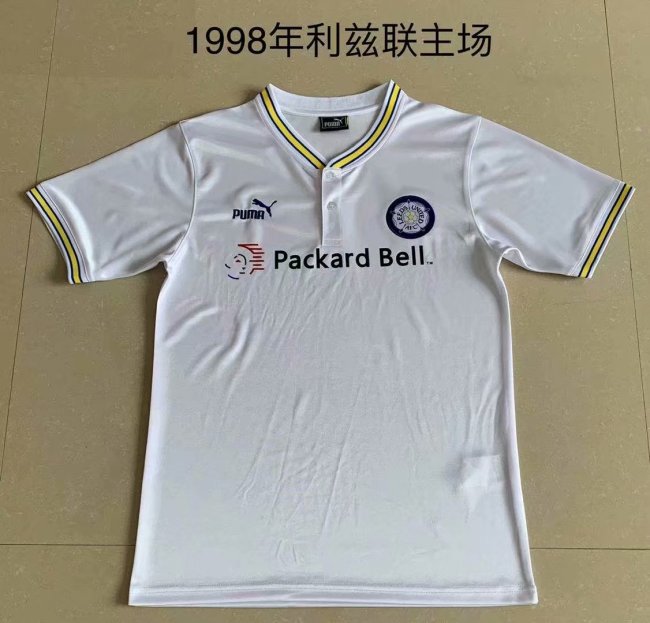 1998 Adult Thai version Leeds home white retro soccer jersey football shirt
