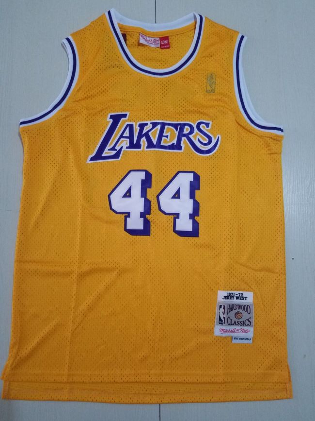 Retro Men Los Angeles Lakers West 44 yellow basketball jersey