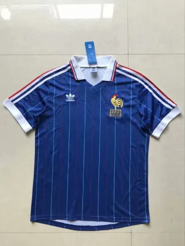 Adult Thai version French blue retro soccer jersey football shirt