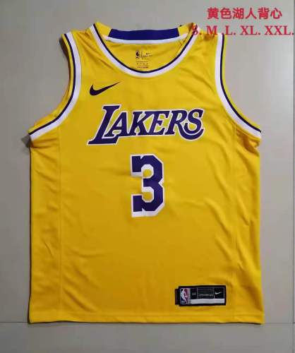 20/21 New Men Los Angeles Lakers Davis 3 yellow basketball jersey L032#
