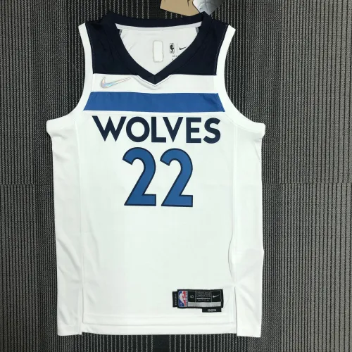 The 75th anniversary Minnesota Timberwolves WIGGINS 22 white basketball jersey