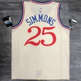 20/21 New Men Philadelphia 76ers Simmons 25 white city edition basketball jersey