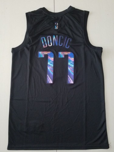 20/21 New Adult Dallas Mavericks Dončić 77 black rainbow basketball jersey shirt