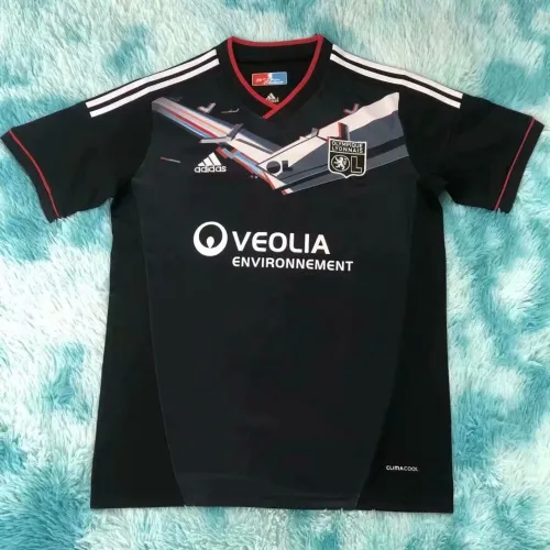 12-13 Adult Lyon away black retro soccer jersey football shirt