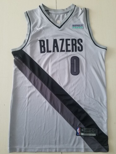 20/21 New Men Portland Trail Blazers Lillard 0 reward version gray basketball jersey shirt