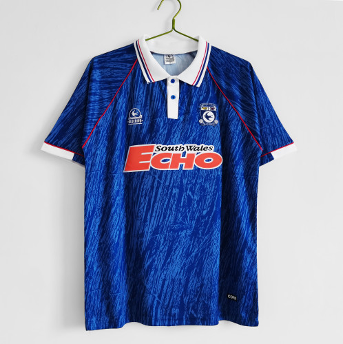Retro 1990 Cardiff City home blue soccer jersey football shirt