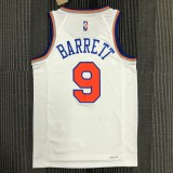 The 75th anniversary New York Knicks 9 Barrett white basketball jersey