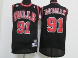 Men Chicago Bulls Rodmay black basketball jersey 91