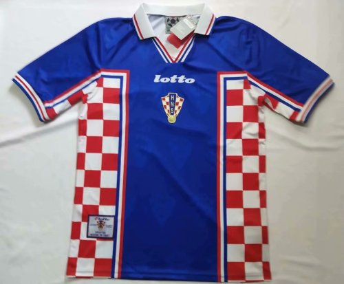 1998 Adult Thai version Croatia away World Cup blue retro soccer jersey football shirt