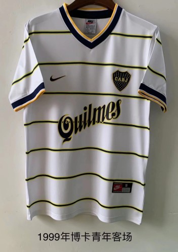 Retro 1999 Boca away white soccer jersey football shirt