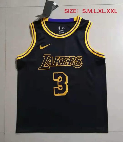 20/21 New Men Los Angeles Lakers 3 black basketball jersey L003#