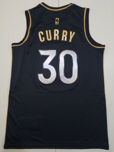 21/22 New Men Golden State Warriors Curry 30 black gold basketball jersey