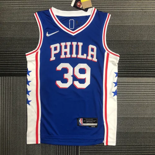 The 75th anniversary Philadelphia 76ers v collar blue 39 Howard basketball jersey