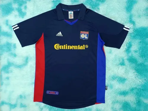 Retro 01-02 Lyon away blue soccer jersey football shirt