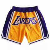 New Men Los Angeles Lakers yellow basketball shorts