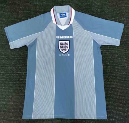 1996 Adult Thai version England away blue retro soccer jersey football shirt