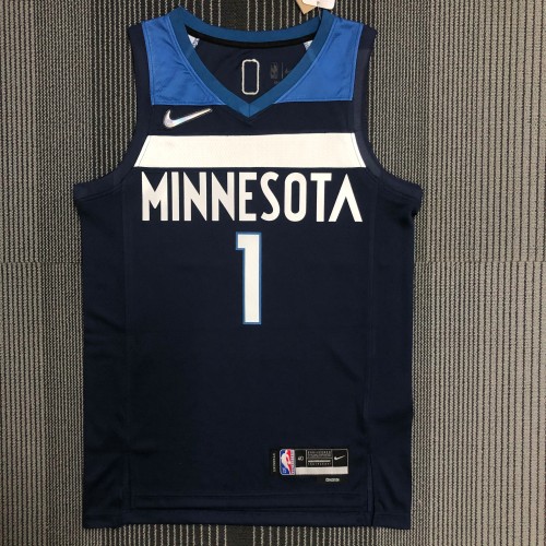 The 75th anniversary Minnesota Timberwolves EDWARDS 1 Navy blue basketball jersey