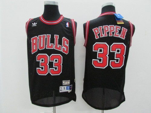 Men Chicago Bulls Pippen black red basketball jersey 33