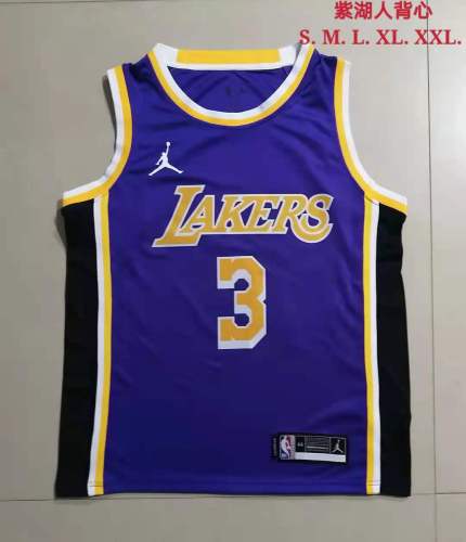20/21 New Men Los Angeles Lakers  Davis 3 purple basketball jersey L014#