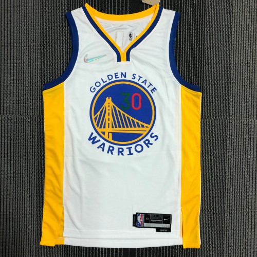 The 75th anniversary Golden State Warriors white 30 Curry basketball jersey