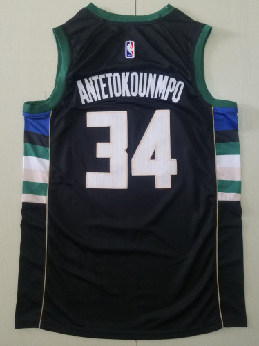 20/21 New Adult Bucks Andorkounbo 34 black basketball jersey shirt