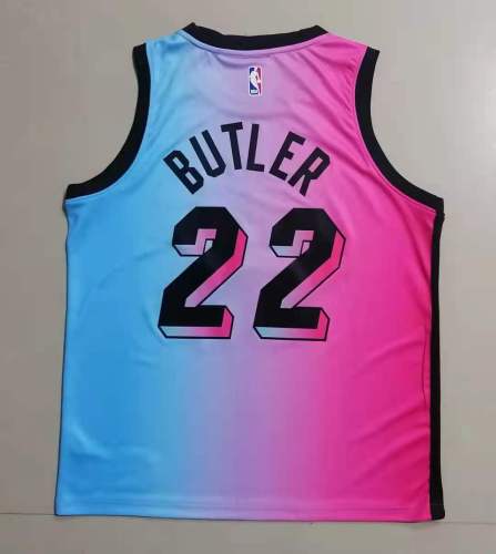 20/21 New Men Miami Heat Butler 22 blue with pink basketball jersey L015#