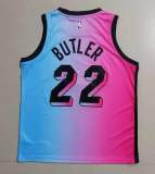 20/21 New Men Miami Heat Butler 22 blue with pink basketball jersey L015#