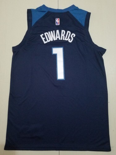 20/21 New Men Minnesota Timberwolves Edwards 1 blue basketball jersey