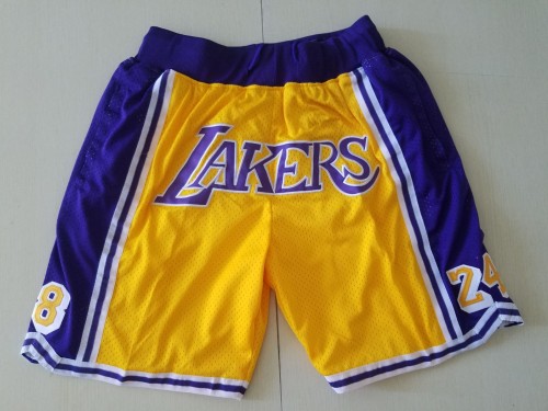 20/21 New Men Los Angeles Lakers 8 24 yellow basketball shorts