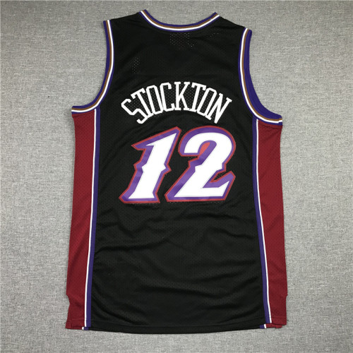 Men Jazz Stockton 12 retro basketball jersey