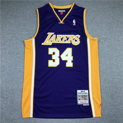 Men Los Angeles Lakers O’Neal 34 purple retro basketball jersey