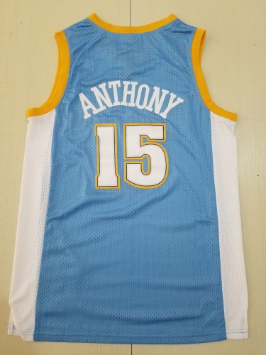Retro Men Denver Nuggets  Anthony 15 blue basketball jersey