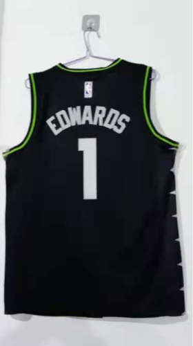 20/21 New Men Minnesota Timberwolves Edwards 1 black city version basketball jersey